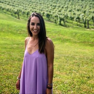 Striking purple swing dress with pockets